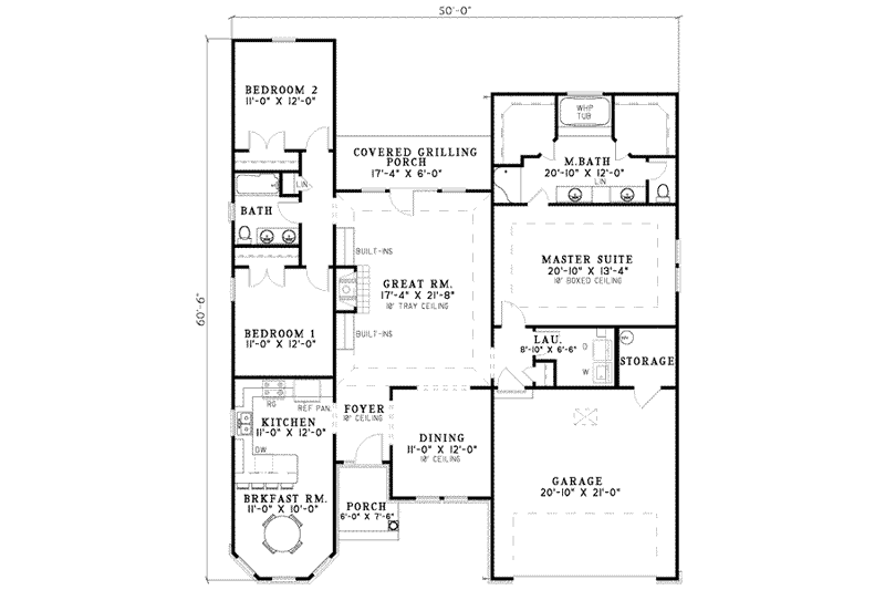 Dream House Plan - Floor Plan - Main Floor for Traditional House Plan #17-449 - 3 bed, 2 bath