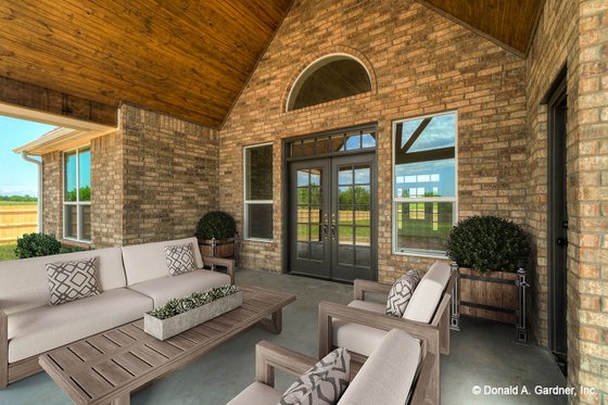 Exterior - Covered Porch for Ranch House Plan #929-1002 - 3 bed, 2 bath