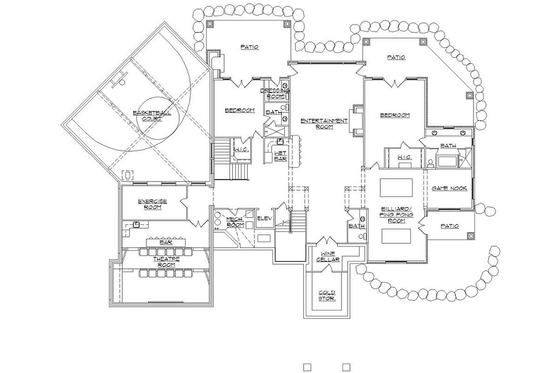 Floor Plan - Lower Floor for Bungalow House Plan #5-422 - 5 bed, 6.5 bath