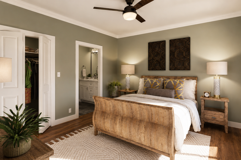 House Blueprint - Interior - Master Bedroom for Farmhouse House Plan #44-315 - 3 bed, 2 bath