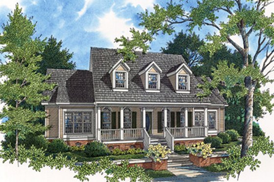 Exterior - Front Elevation for Southern House Plan #45-229 - 4 bed, 4 bath