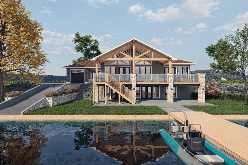 House Design - Exterior - Rear Elevation for Beach House Plan #1101-21 - 3 bed, 2 bath