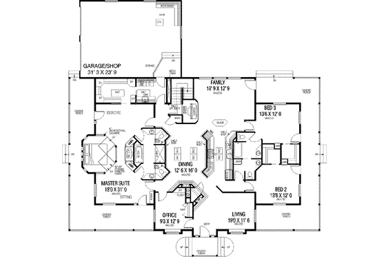 Floor Plan - Main Floor for Traditional House Plan #60-299 - 3 bed, 2.5 bath