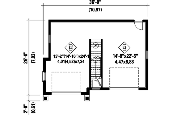 Floor Plan - Main Floor for Traditional House Plan #25-4622 - 1 bed, 1 bath