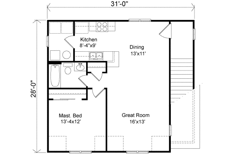 House Plan Design - Floor Plan - Upper Floor for Traditional House Plan #22-460 - 1 bed, 1 bath