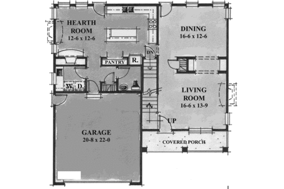 Floor Plan - Main Floor for Traditional House Plan #20-1847 - 4 bed, 3 bath