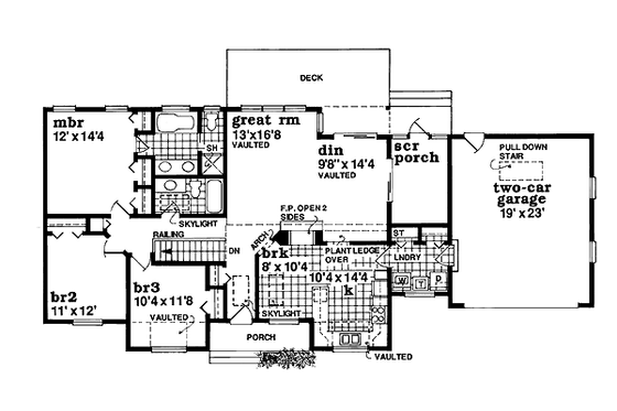 Floor Plan - Main Floor for Traditional House Plan #47-333 - 3 bed, 2 bath