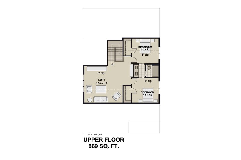 House Design - Floor Plan - Upper Floor for Bungalow House Plan #51-1336 - 4 bed, 3 bath