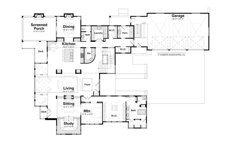 Dream House Plan - Floor Plan - Main Floor for Farmhouse House Plan #928-454 - 4 bed, 4.5 bath