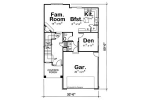 Floor Plan - Main Floor for European House Plan #20-1657 - 3 bed, 3 bath