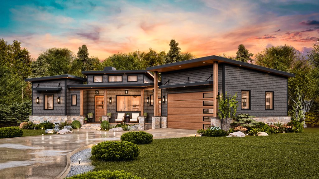 Exterior - Front Elevation 8 for Contemporary House Plan #54-679 - 3 bed, 2 bath