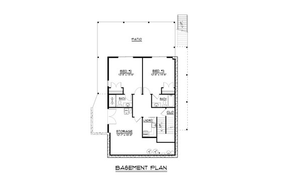 Floor Plan - Lower Floor for Beach House Plan #1064-26 - 1 bed, 1.5 bath