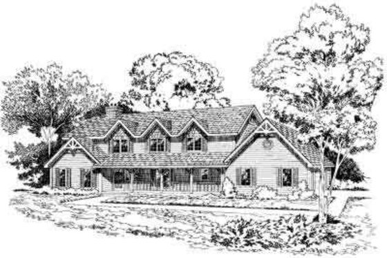 Exterior - Front Elevation for Country House Plan #312-176 - 4 bed, 2.5 bath