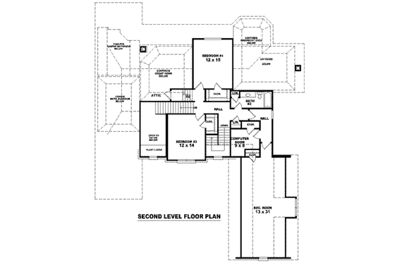 Floor Plan - Upper Floor for European House Plan #81-1244 - 4 bed, 3.5 bath