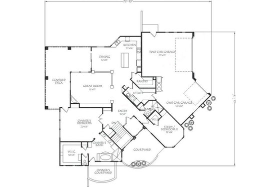 Floor Plan - Main Floor for Adobe / Southwestern House Plan #24-268 - 5 bed, 4 bath