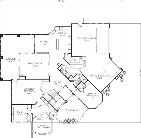 Adobe / Southwestern Floor Plan - Main Floor Plan #24-268