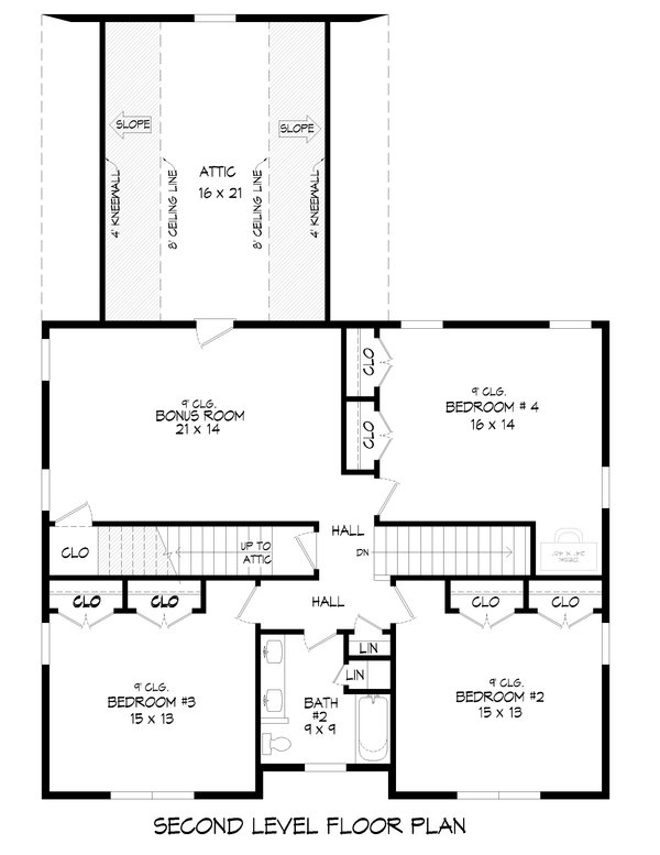 Dream House Plan - Floor Plan - Upper Floor for Farmhouse House Plan #932-1253 - 4 bed, 2.5 bath