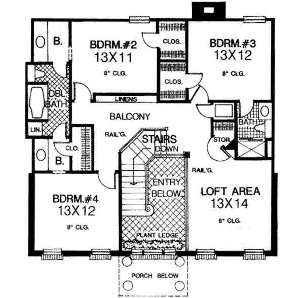 Colonial Floor Plan - Upper Floor Plan #310-213