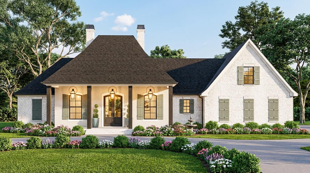 Exterior - Front Elevation 2 for Traditional House Plan #406-9664 - 4 bed, 3 bath