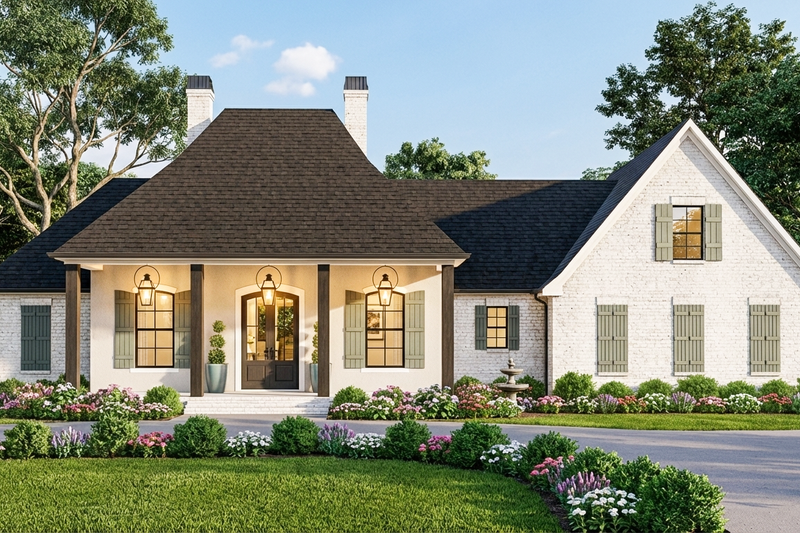 House Blueprint - Exterior - Front Elevation 2 for Traditional House Plan #406-9664 - 4 bed, 3 bath