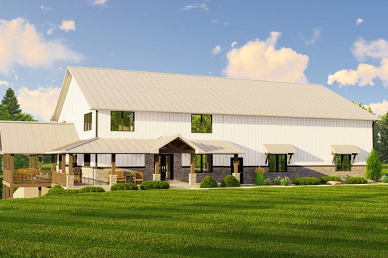 Barndominium with Basement Plan and Wraparound Deck