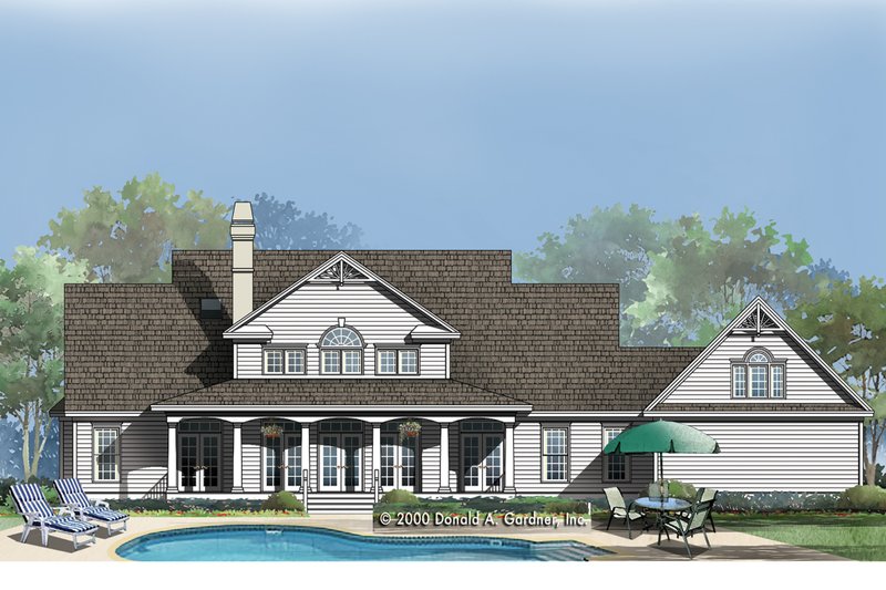 House Plan Design - Exterior - Rear Elevation 1 for Country House Plan #929-18 - 4 bed, 3.5 bath