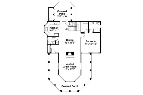 Floor Plan - Main Floor for Mediterranean House Plan #124-1074 - 2 bed, 2.5 bath