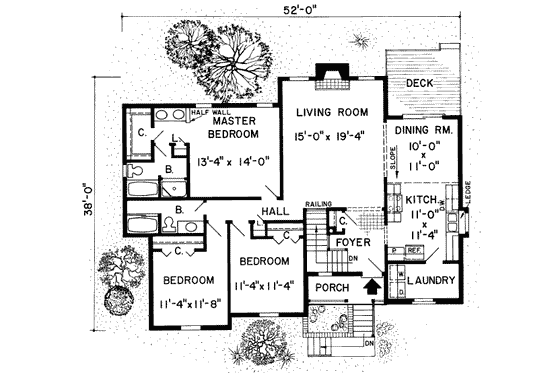 Floor Plan - Main Floor for Traditional House Plan #312-274 - 3 bed, 2 bath