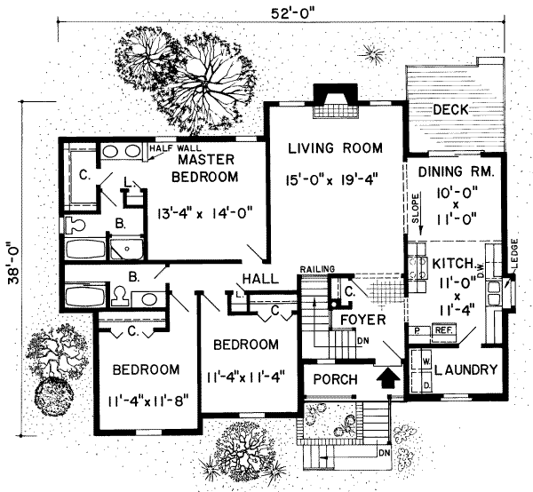 Floor Plan - Main Floor for Traditional House Plan #312-274 - 3 bed, 2 bath