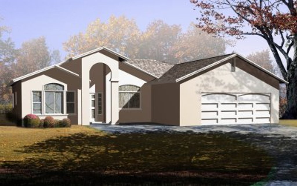 Exterior - Front Elevation 2 for Adobe / Southwestern House Plan #1-340 - 3 bed, 2 bath