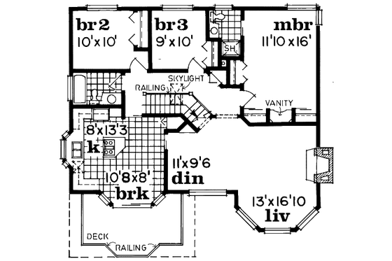 Floor Plan - Upper Floor for Traditional House Plan #47-566 - 3 bed, 2 bath