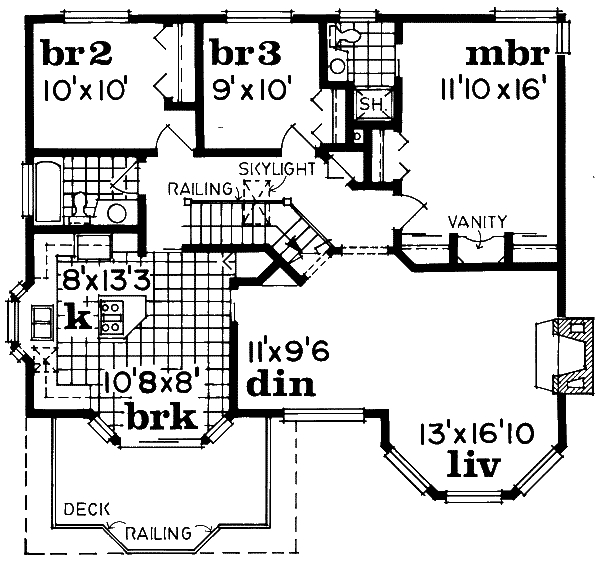 Floor Plan - Upper Floor for Traditional House Plan #47-566 - 3 bed, 2 bath