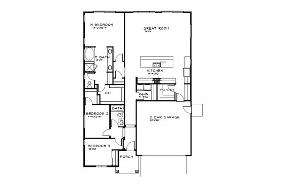 Floor Plan - Main Floor for Country House Plan #515-42 - 3 bed, 2 bath