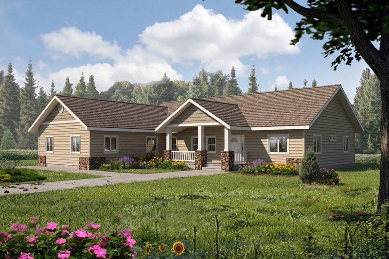 Dream House Plan - Exterior - Front Elevation for Ranch House Plan #117-392 - 4 bed, 2.5 bath