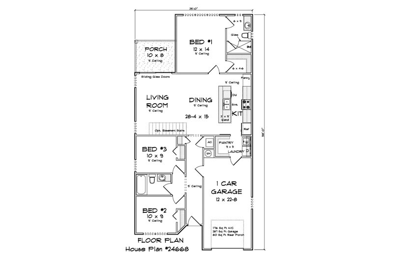 Architectural House Design - Floor Plan - Main Floor for Modern House Plan #513-2460 - 3 bed, 2 bath