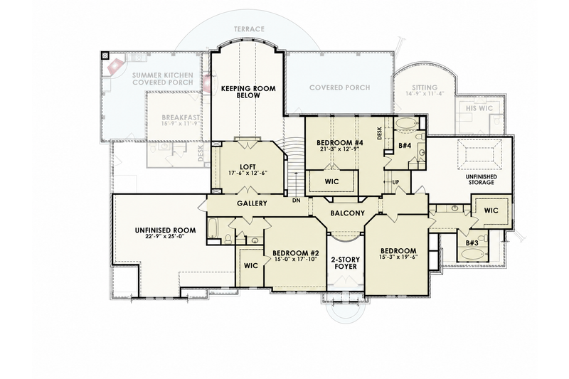 Dream House Plan - Floor Plan - Upper Floor for European House Plan #54-696 - 5 bed, 5 bath