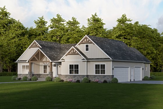 Exterior - Front Elevation 4 for Craftsman House Plan #1089-53 - 3 bed, 2 bath