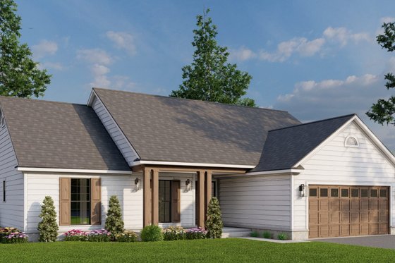 Exterior - Front Elevation 3 for Farmhouse House Plan #923-438 - 3 bed, 2 bath