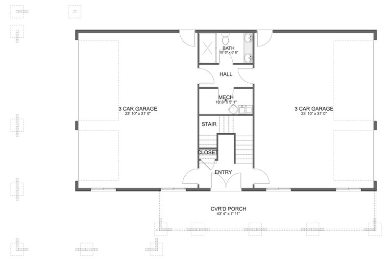 House Blueprint - Floor Plan - Main Floor for Barndominium House Plan #1060-377 - 3 bed, 3 bath