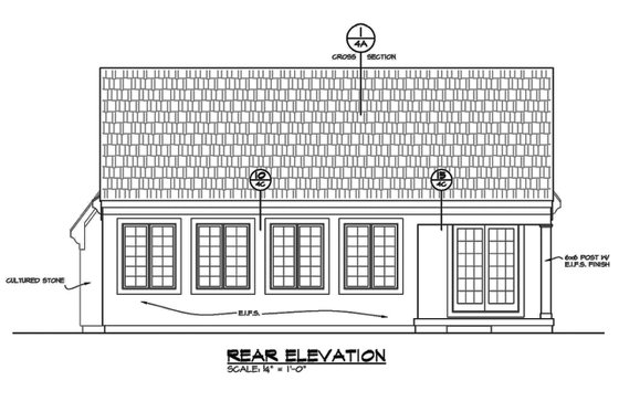 Exterior - Rear Elevation for Ranch House Plan #20-2285 - 3 bed, 2 bath