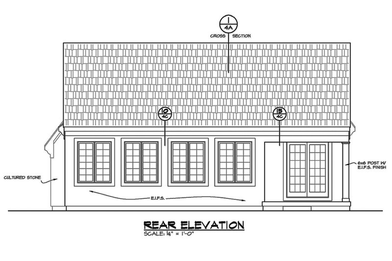 Home Plan - Exterior - Rear Elevation for Ranch House Plan #20-2285 - 3 bed, 2 bath