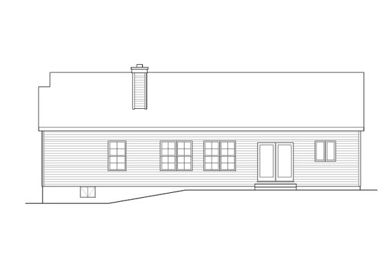 Exterior - Rear Elevation for Ranch House Plan #22-624 - 3 bed, 2 bath