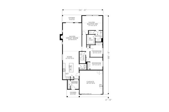 Floor Plan - Main Floor for Craftsman House Plan #53-631 - 3 bed, 2 bath