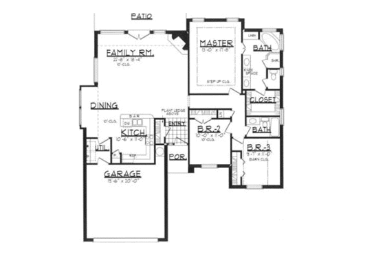Floor Plan - Main Floor for Traditional House Plan #62-102 - 3 bed, 2 bath