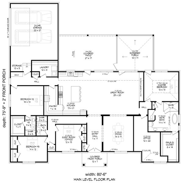 House Blueprint - Floor Plan - Main Floor for Country House Plan #932-1443 - 3 bed, 3 bath