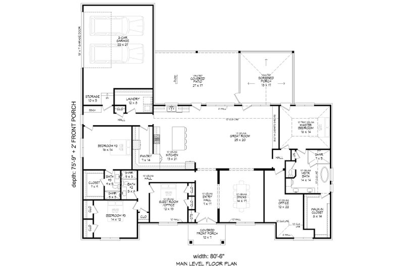 House Blueprint - Floor Plan - Main Floor for Country House Plan #932-1443 - 3 bed, 3 bath