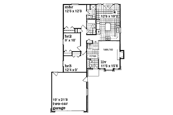 Floor Plan - Main Floor for Traditional House Plan #47-229 - 3 bed, 2 bath