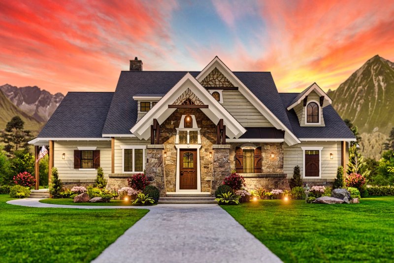 Dream House Plan - Exterior - Front Elevation 7 for Ranch House Plan #54-590 - 2 bed, 2.5 bath
