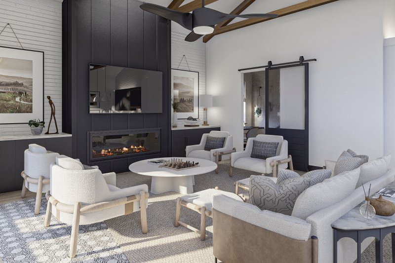 House Blueprint - Interior - Family Room for Barndominium House Plan #455-612 - 3 bed, 2.5 bath