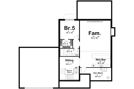 Floor Plan - Lower Floor for Cottage House Plan #455-487 - 4 bed, 3 bath